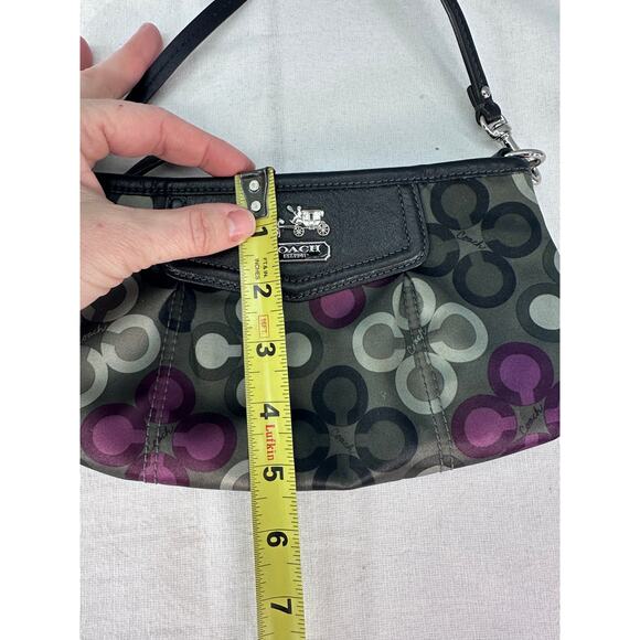 Coach Y2K Wristlet Clutch Small Purse Madison Clover Print Purple Grey & Black - Picture 9 of 10